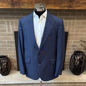 Joseph Abboud 44L blue 2-button 100% wool Marzotto fabric sport coat EUC